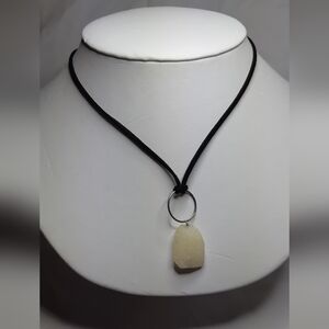 White Quartz Sterling Wire Wrap Necklace